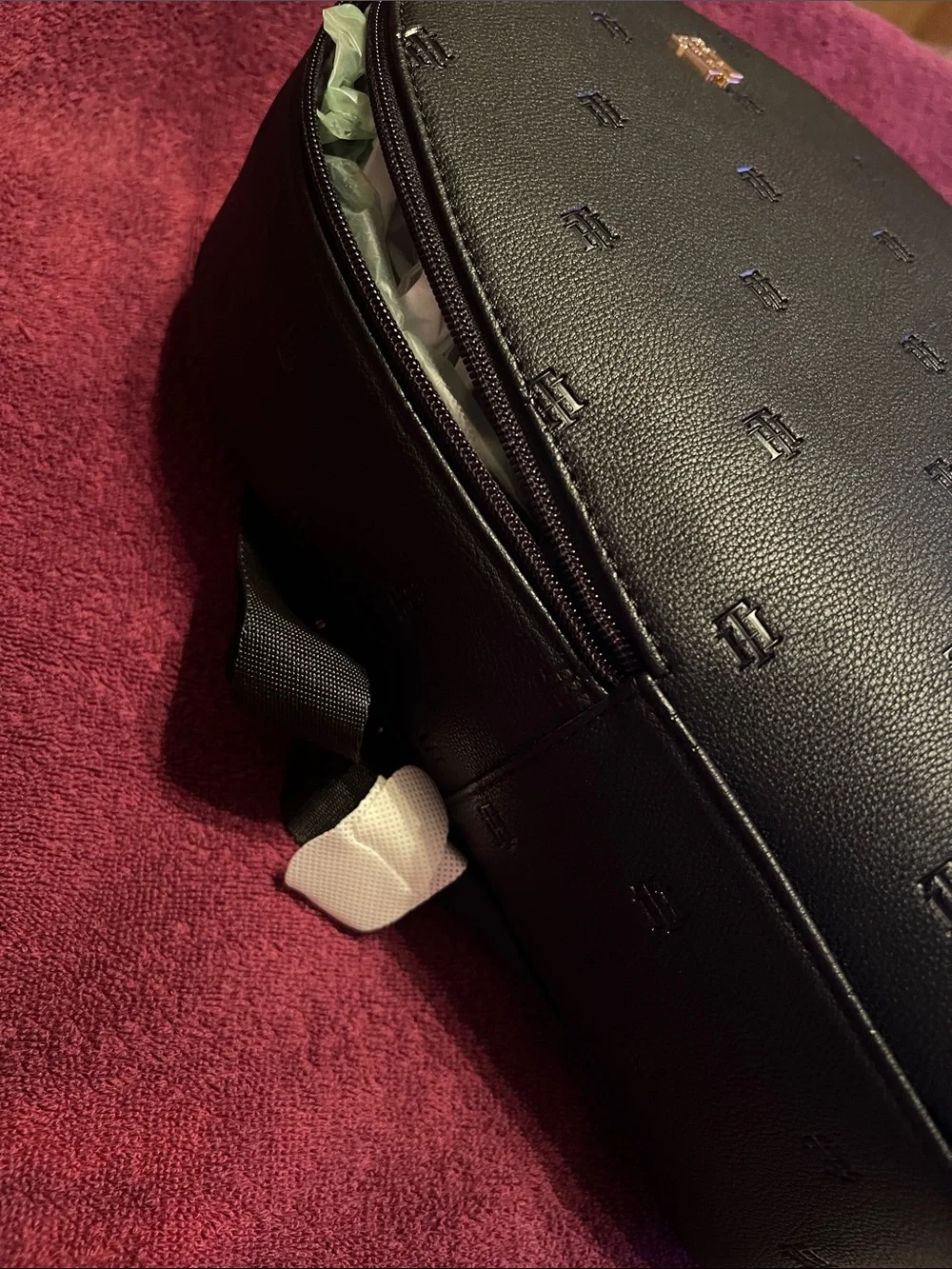 Tommy Hilfiger Black Backpack with Gold Logo